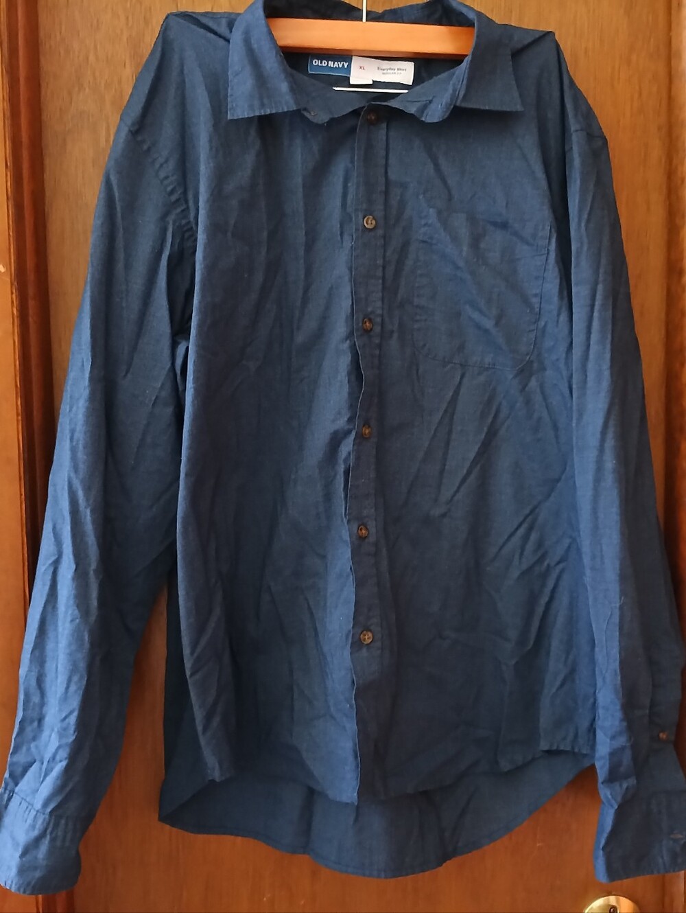 Old Navy Men's Dark Blue Casual Button-Down Shirt Everyday XL